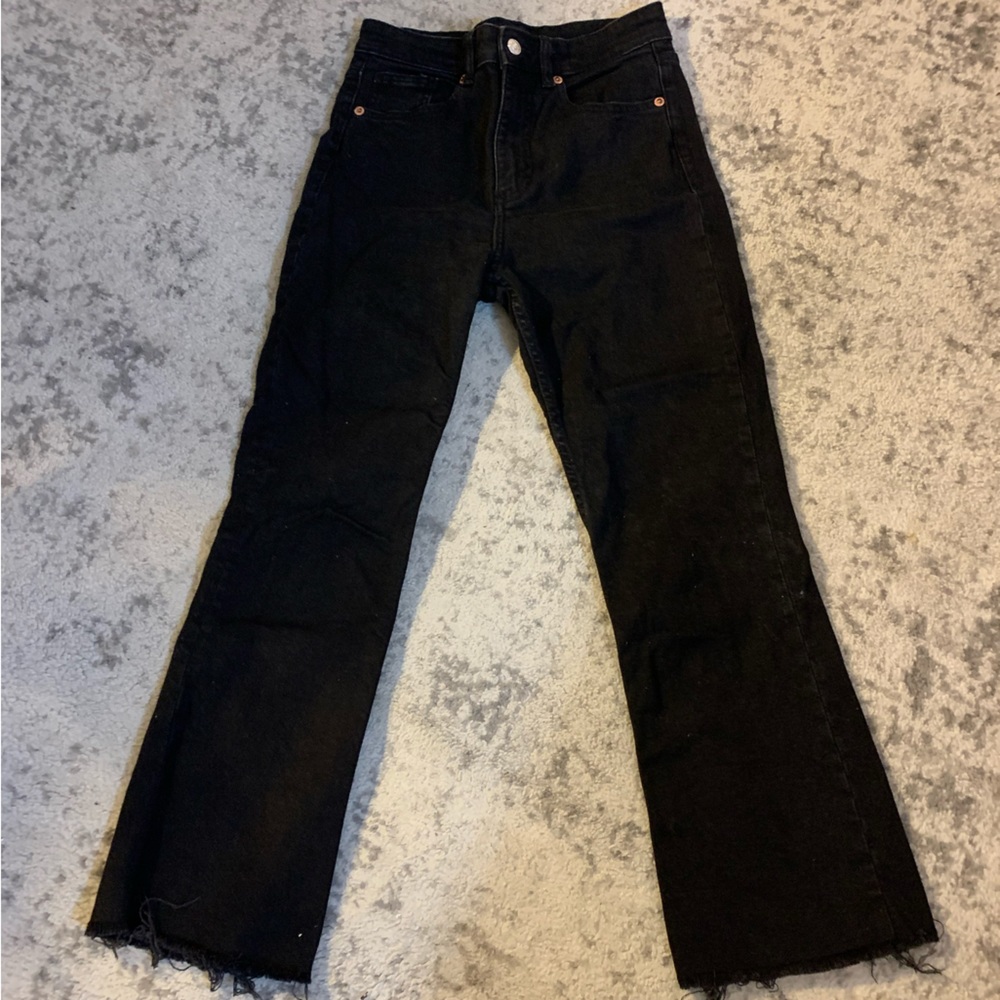Black Zara flare jeans, cropped, size small/medium